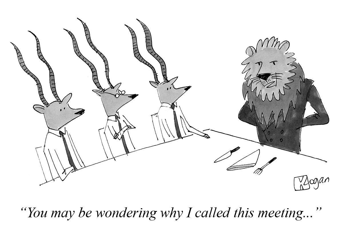 Sample Cartoon of Animals in Business Suits