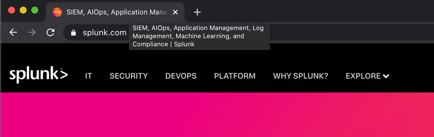 Splunk positions itself into multiple established and emerging categories at once.